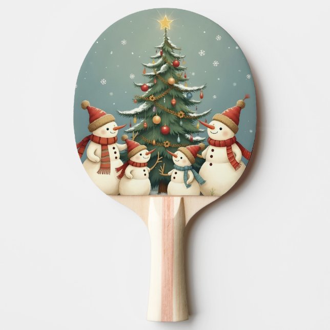 Festliche Weihnachtskollektion der Familie Snowman Tischtennis Schläger (Vorderseite)