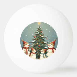 Festliche Weihnachtskollektion der Familie Snowman Tischtennisball