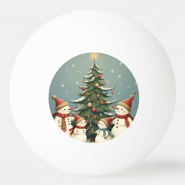 Festliche Weihnachtskollektion der Familie Snowman Tischtennisball (Vorderseite)