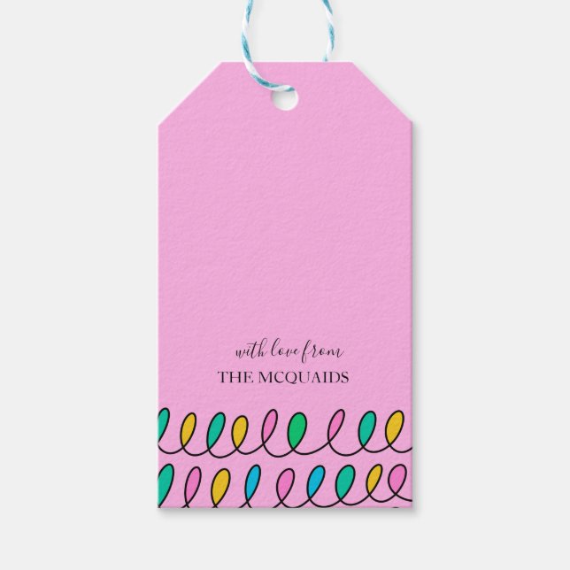 Festliche Weihnachtsleuchten Pink-Muster Geschenkm Geschenkanhänger (Vorderseite)