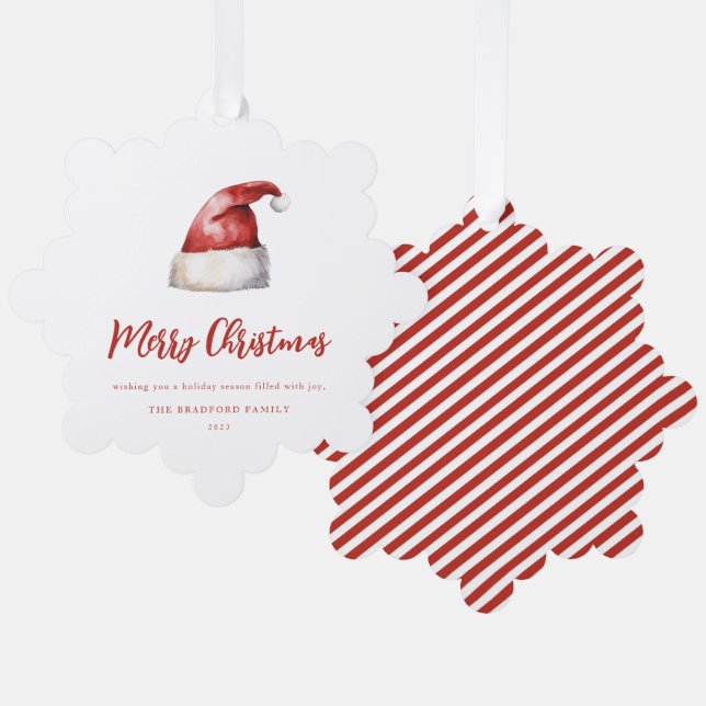 Festliche Weihnachtsmannmütze Ornament Karte (Vorderseite/Rückseite)