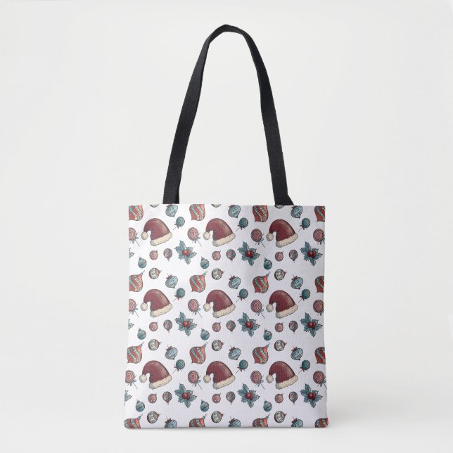 Festliche Weihnachtsmannmütze & Weihnachtsgebäck Tasche (Vorderseite)