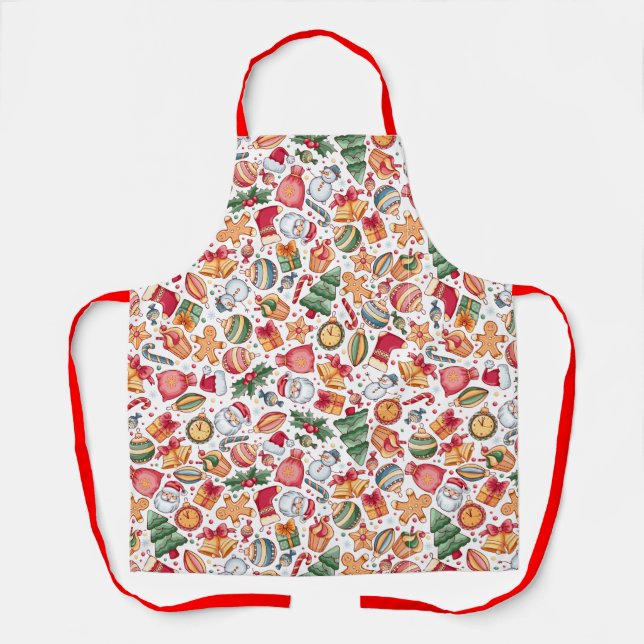 Festliche Weihnachtsmuster Allround-Print Schürze (Vorderseite)