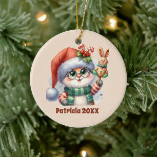 Festliche Weihnachtsnachtsnachtsnachtsanfang Jahrm Keramik Ornament