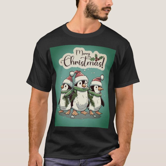 Festliche Weihnachtspinguine in einem Winterwunder T-Shirt (Vorderseite)