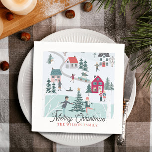 Festliche Weihnachtsstadt/Dorfurlaub Serviette