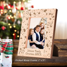 Festliche Weihnachtsstars Familienname 12x18 Holz