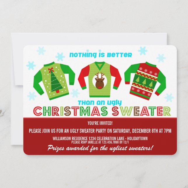 Festliche Weihnachtssüßer-Party Einladung (Vorderseite)