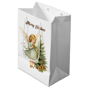 Festliche Weihnachtswasserfarbe Angel hinzufügen T Mittlere Geschenktüte