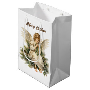 Festliche Weihnachtswasserfarbe Angel hinzufügen T Mittlere Geschenktüte