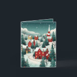 Festliche Weihnachtswinterszene Feiertagskarte<br><div class="desc">Festliche Weihnachts-Winter-Stadt-Szene Holiday Card</div>