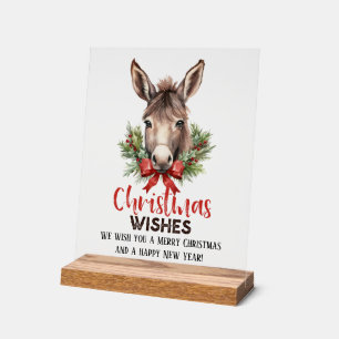 Festliche Weihnachtswünsche Land Esel hinzufügen W Acrylschild