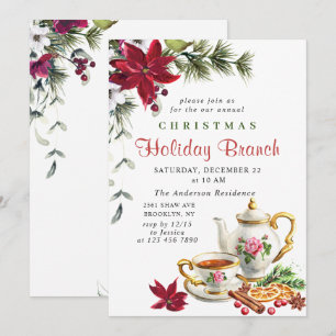 Festliche Weihnachtszweigstelle Poinsettia Einladung