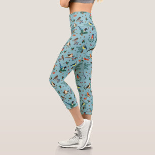 Festliche Winter Birds Weihnachtsmuster Capri Leggings