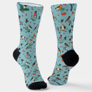 Festliche Winter Birds Weihnachtsmuster Socken