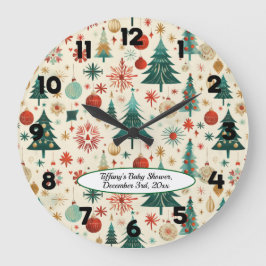 Festliche Winter Pattern Kinderdusche Große Wanduhr