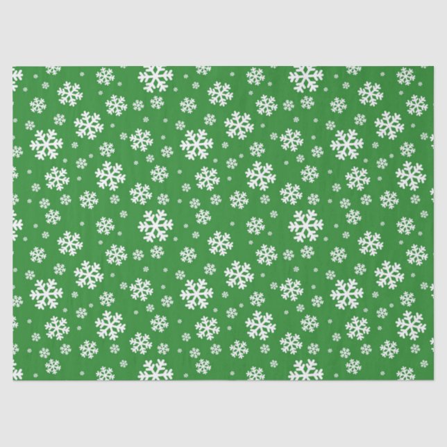 Festliche Winter-Schneeflocken-Muster Grün und Wei Seidenpapier (Vorderseite)