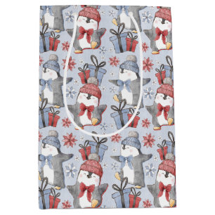 Festliche Winter-Tanzpinguine Mittlere Geschenktüte