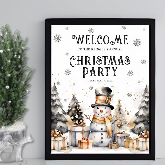 Festliche Winter Weihnachten Party Willkommensunte Poster (Festive Winter Christmas Party Welcome Sign)