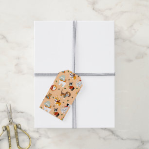 Festliche Winter-Welpen-Schals Geschenkanhänger