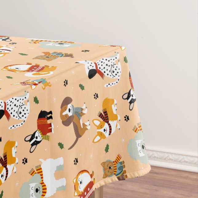 Festliche Winter-Welpen-Schals Tischdecke (Beispiel)
