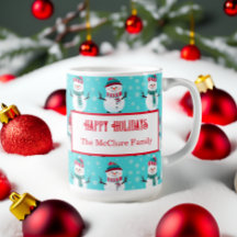 Festliche Winter Wonderland Blue Snowmen Weihnacht