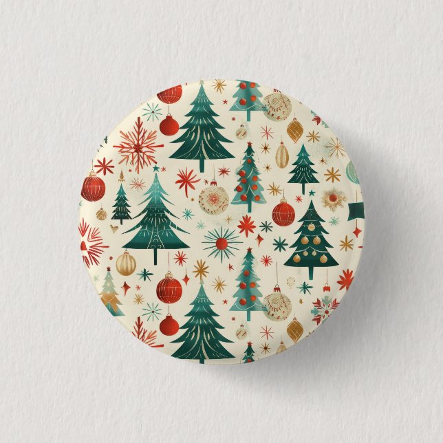 Festliche Winterferien-Muster Button (Vorderseite)