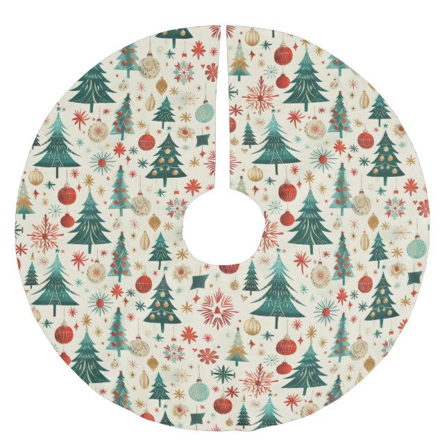 Festliche Winterferien-Muster Polyester Weihnachtsbaumdecke (Vorderseite)