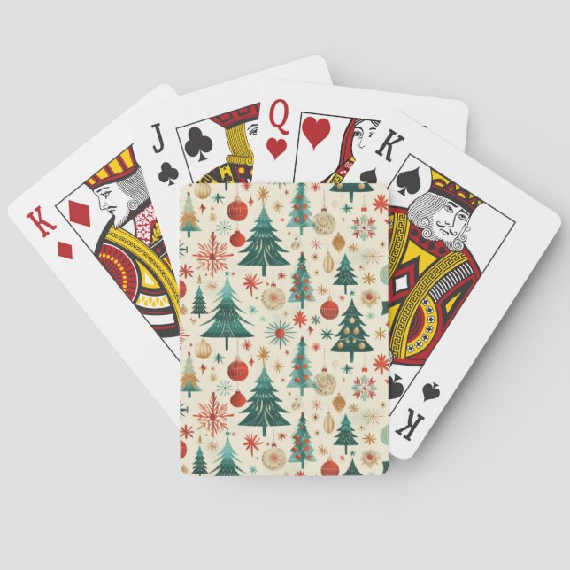 Festliche Winterferien-Muster Spielkarten (Rückseite)