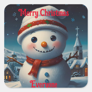 Festliche Winterfreude für Snowmen Quadratischer Aufkleber