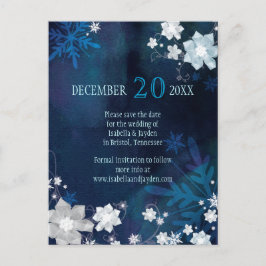 Festliche Winterhochzeit Save the Date Ankündigungspostkarte