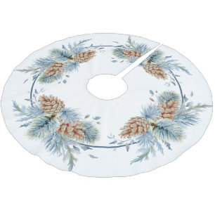 Festliche Winterkiefer und Evergreens Polyester Weihnachtsbaumdecke