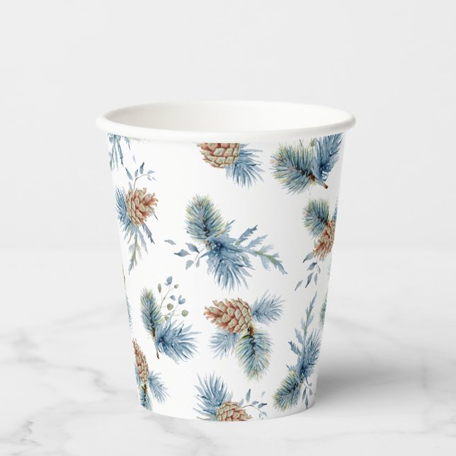 Festliche Winterpine und Evergreens Pappbecher (Vorderseite)
