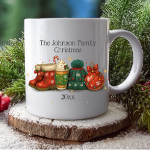 Festliche Winterstiefel Hats Weihnachten der Famil Kaffeetasse