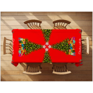 Festliche wunderliche Weihnachtsbaum skurrile Rent Tischdecke
