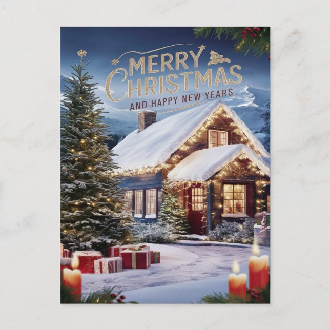 Festliche Wünsche im Snowy Wonderland Postkarte (Vorderseite)