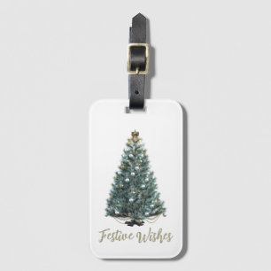 Festliche Wünsche. Weihnachtsbaum-Design Gepäckanhänger
