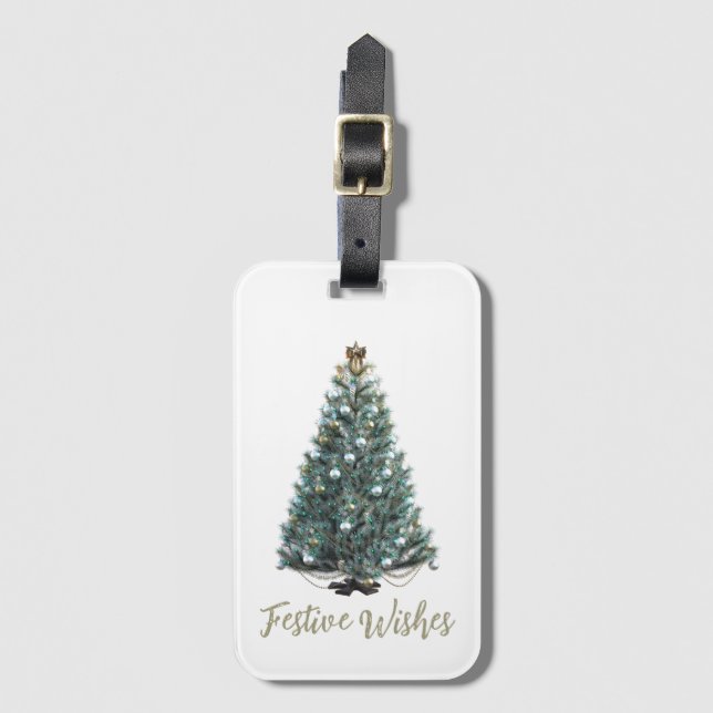 Festliche Wünsche. Weihnachtsbaum-Design Gepäckanhänger (Vorderseite Vertikal)