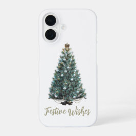 Festliche Wünsche. Weihnachtsbaum-Design iPhone 16 Hülle