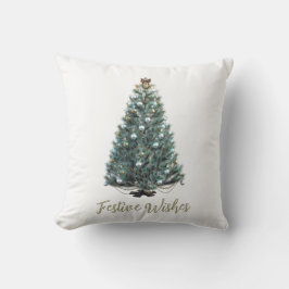 Festliche Wünsche. Weihnachtsbaum-Design Kissen