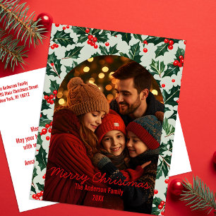 Festlicher Arch Gestreifter Foto Rahmen Weihnachte Feiertagspostkarte