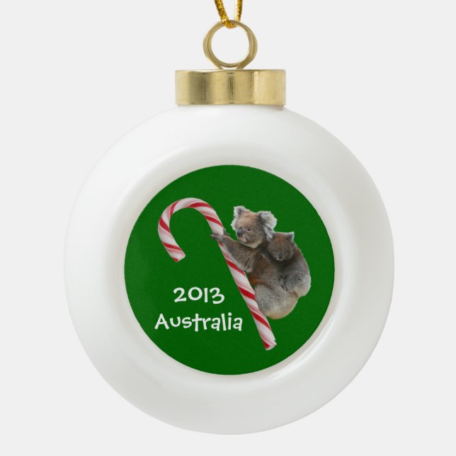 Festlicher australischer Koala betrifft Keramik Kugel-Ornament (Vorderseite)