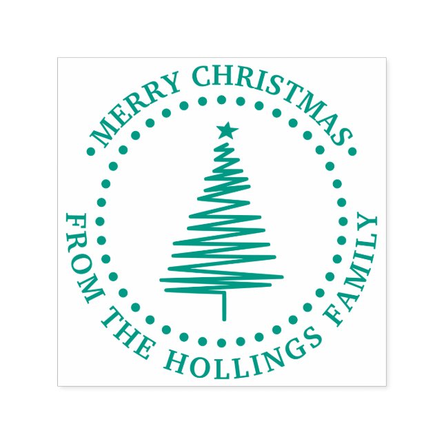 Festlicher Baum #2 Frohe Weihnachtsgrüße Name Permastempel (Design)