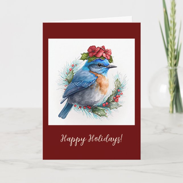 Festlicher Bluebird-Faltenurlaub / Weihnachtskarte Dankeskarte (Vorderseite)
