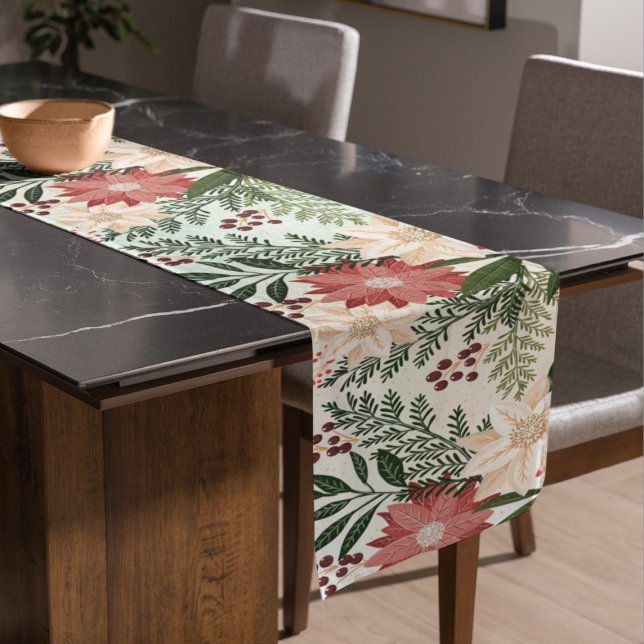 festlicher botanischer Weihnachtsurlaub Kurzer Tischläufer (Von Creator hochgeladen)