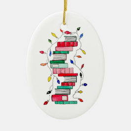 Festlicher Buch-Stapel Keramikornament