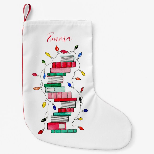 Festlicher Buch-Stapel - personalisiert Kleiner Weihnachtsstrumpf (Vorderseite)