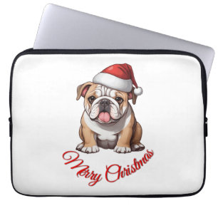Festlicher Bulldog Frohe Weihnachten Klassischer T Laptopschutzhülle