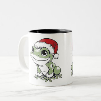 Festlicher Bullfrosch Weihnachtsdesign Zweifarbige Tasse