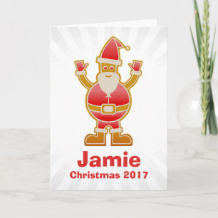 Festlicher Cartoon Santa Gingerbrot Cookie Anpasse Feiertagskarte